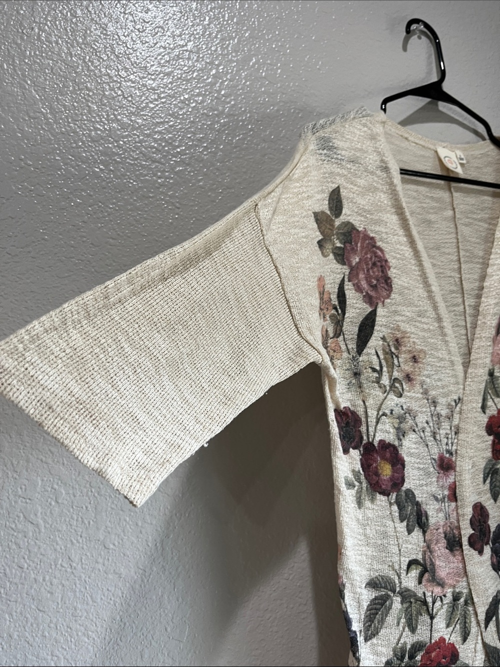 Live In The Moment Cream Floral Open Front Cardigan Sz S Lightweight Boho Chic - Picture 5 of 8
